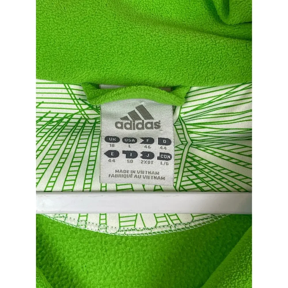 Adidas Fleece Sweater Full Zip Large Lime Green Long‎ Sleeve